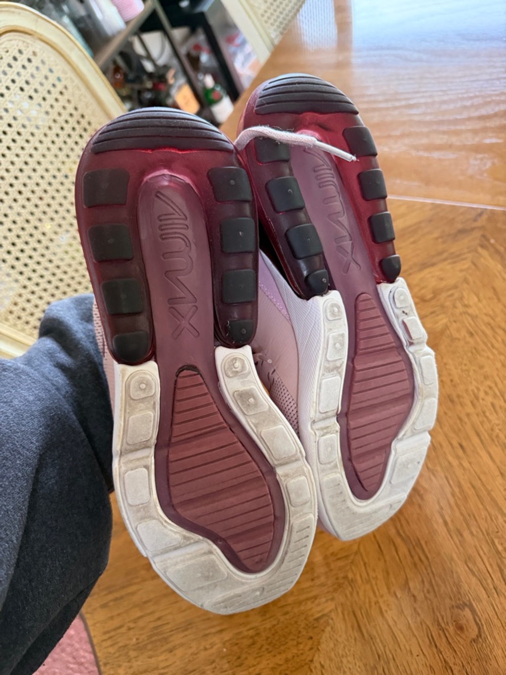 Nike Air Max 270 Womens Light Pink and Maroon Sneakers - Picture 5 of 7